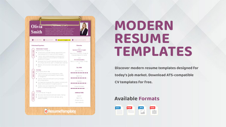 Modern resume template with clean layout and professional design