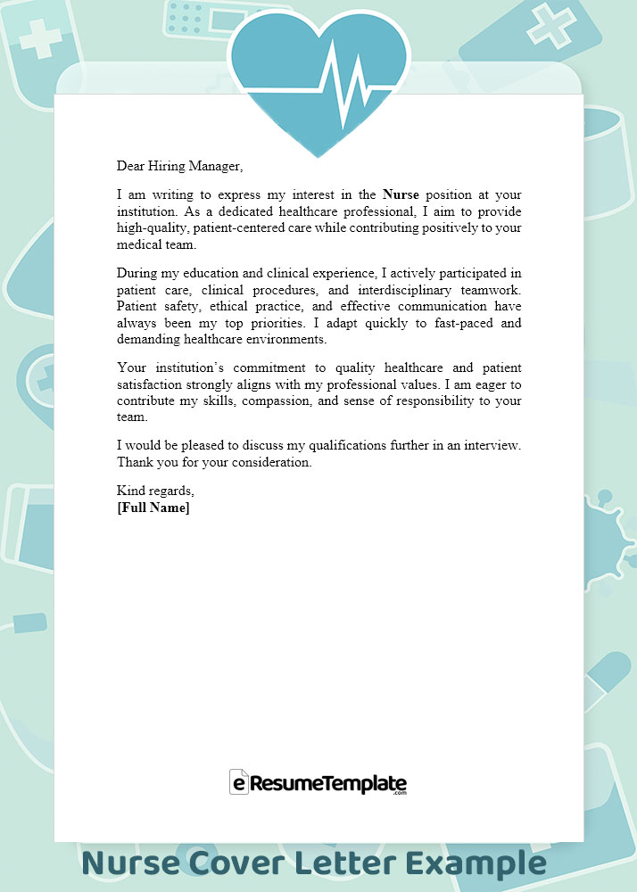 Professional nurse cover letter example highlighting patient-focused language, ATS-friendly format, and a clean healthcare job application layout.